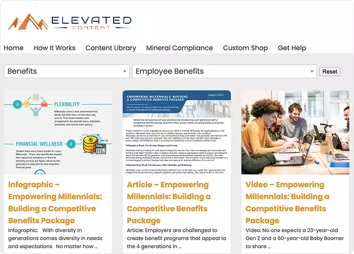 Elevated Content website design by eTekhnos