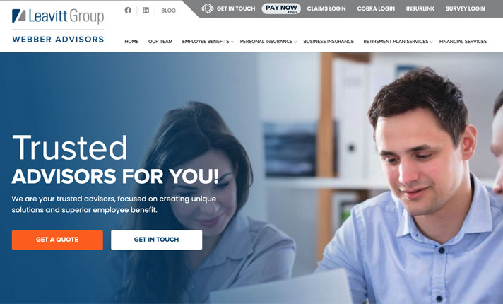 Webber Advisors website design by eTekhnos