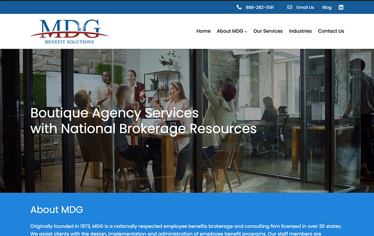 MDG website design by eTekhnos