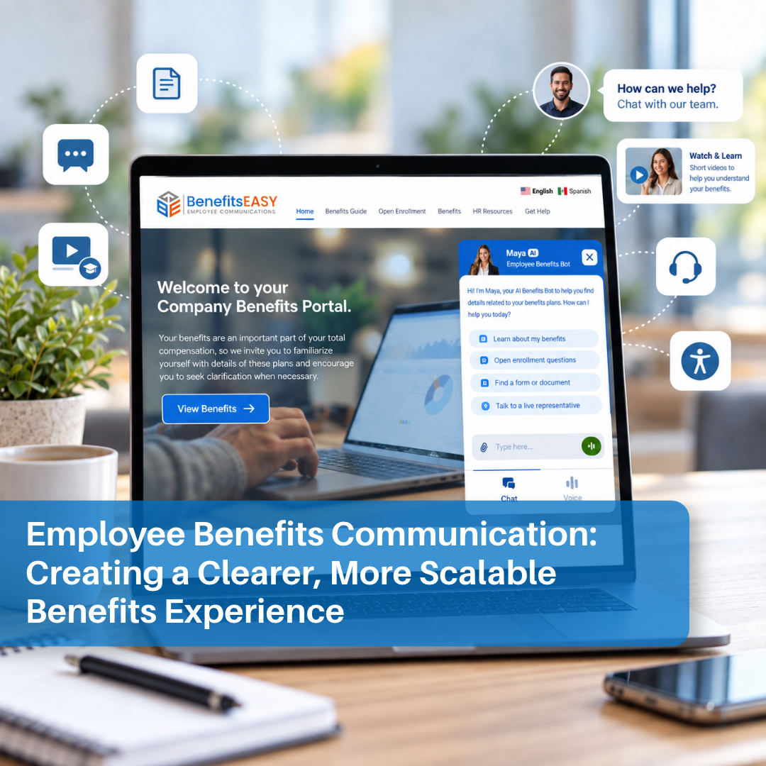 Employee reviewing benefits information through a digital employee benefits communication platform